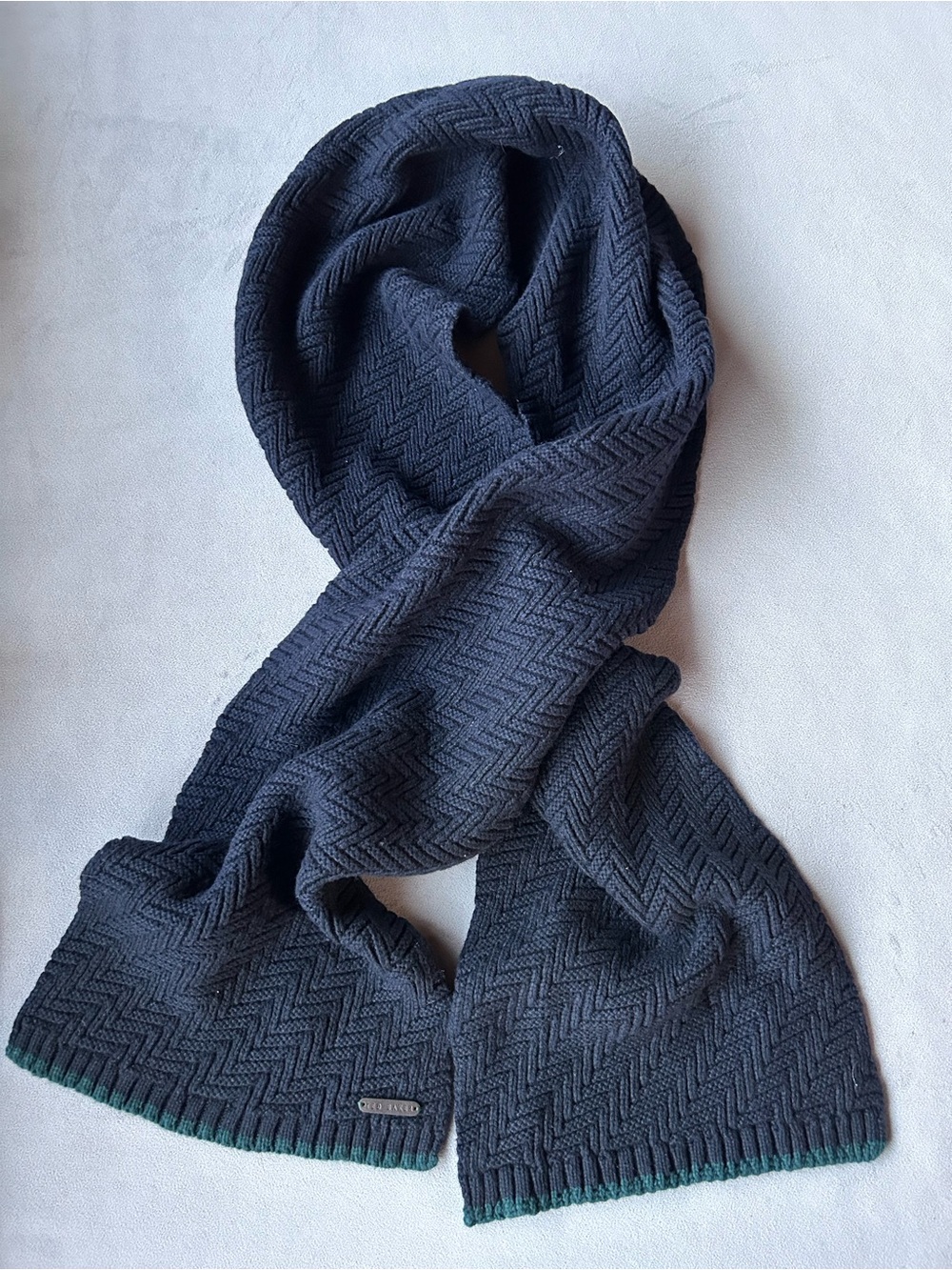 Ted Baker ~ Wool Cashmere Blend Scarf ~ Blue with Green ~ NWOT